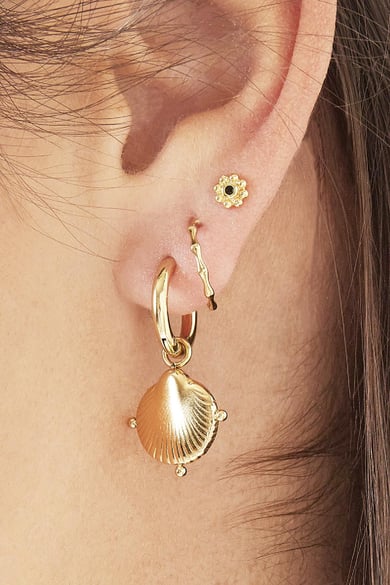 Pendientes Clam Shell Plata Acero inoxidable h5 Imagen2